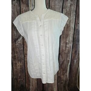Feminine Orvis Lace Cap Sleeves Blouse Size Medium